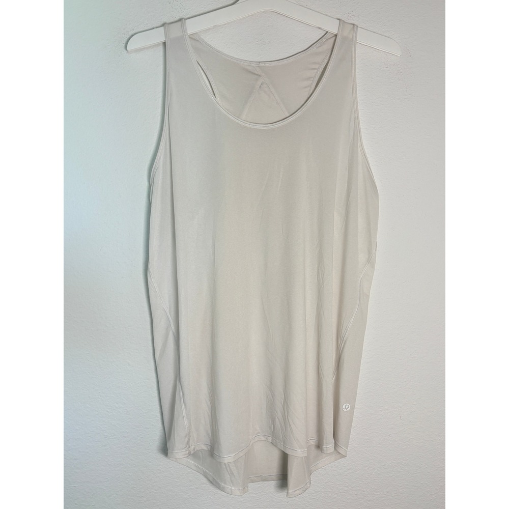 Lululemon Essential Tank Top Light Gray Criss Cross Open Back Yoga Gym Women 8